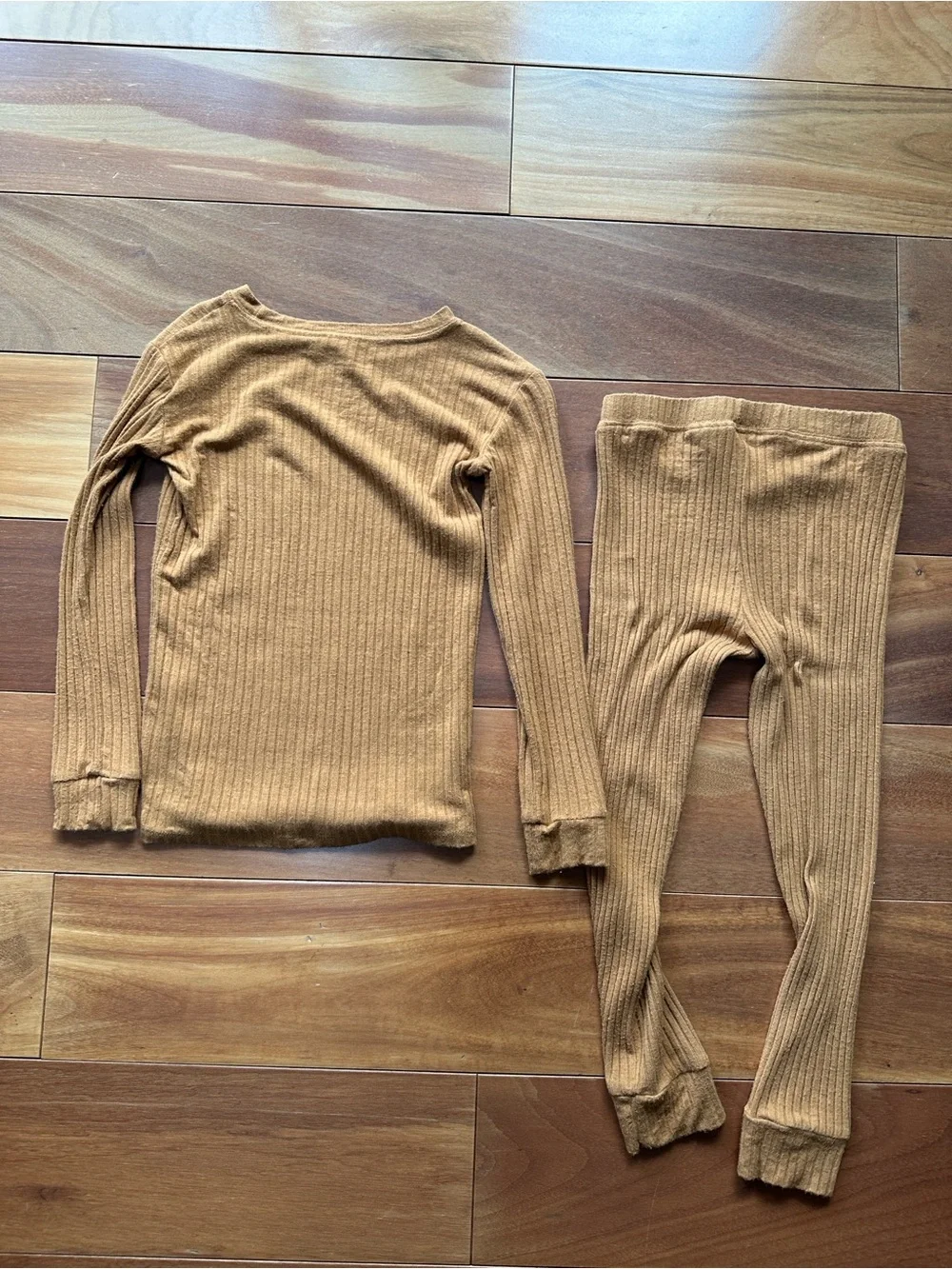Brave Little Ones Ribbed Bamboo Long Sleeve Pajama Set - Tan 4T